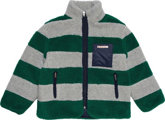 Marni Fleecejakke m. Fôr Grå Melert/Grønn Stripet m. Navy Marni 8 år (128) Fleecejakke