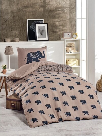 EnLora Home Sengetøy Enkelt 2 deler Beige/Blå