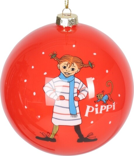 3 stk Pippi Langstrømpe Julekuler 8 cm Juletrepynt 71675
