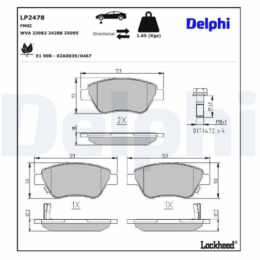 Bremseklosser DELPHI LP2478 Bremseklosser DELPHI LP2478