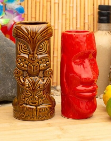 2 stk Tiki Keramikkrus i Brun og Rød Bar Bespoke 2 stk Tiki Keramikkrus i Brun og Rød Bar Bespoke