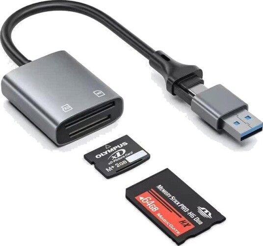 Nördic USB-C og USB-A minnekortleser MS xD UHS-I