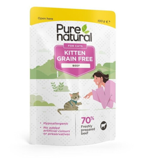 Purenatural Kitten Grain Free Biff Våtfôr 100G
