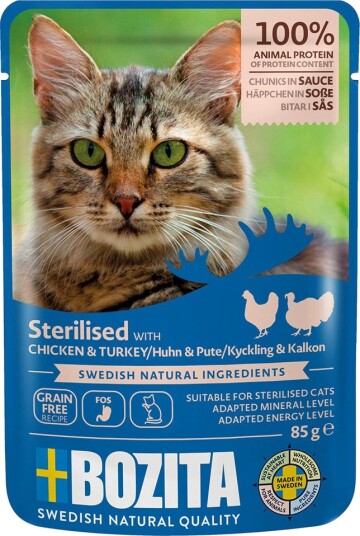 Bozita Sterilised Biter I Saus Fjærkre 12 X 85 G