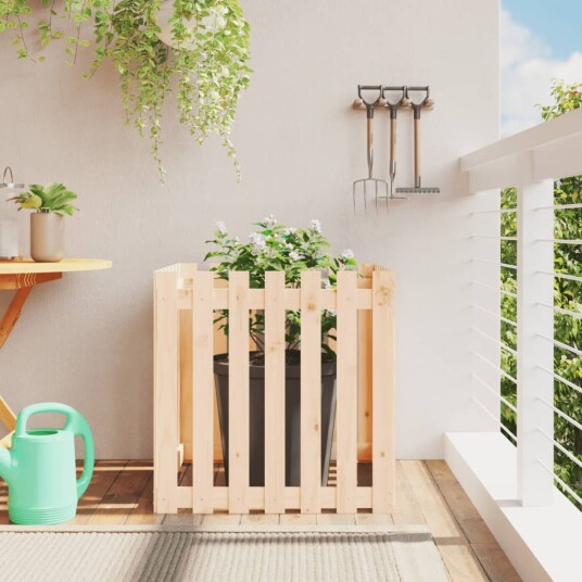 Plantekasse med gjerdedesign 70x70x70 cm heltre furu