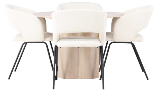 Venture Design Olivia & Day spisegruppe Offwhite/whitewash 4 stoler & bord 110 cm