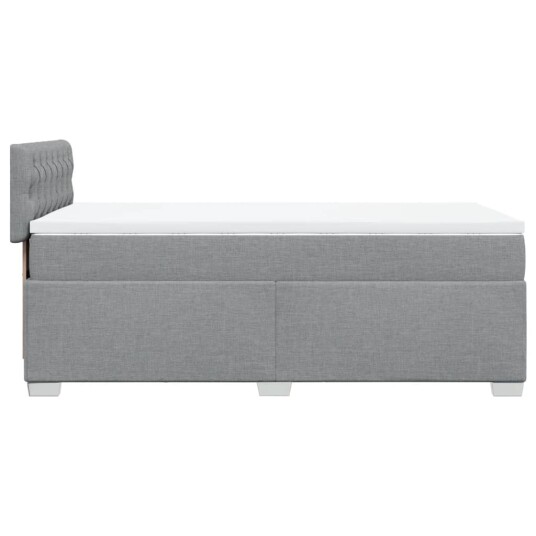 Seng med madrass boksfjær lysegrå 100x200 cm stoff 8721102706882