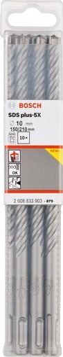 Bosch 10 Stk Hammerbor SDS-plus-5X 10x150/210 mm for Mur og Betong