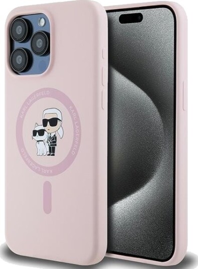 Karl Lagerfeld MagSafe Mobildeksel til iPhone 15 Pro Max Rosa med Choupette Ring