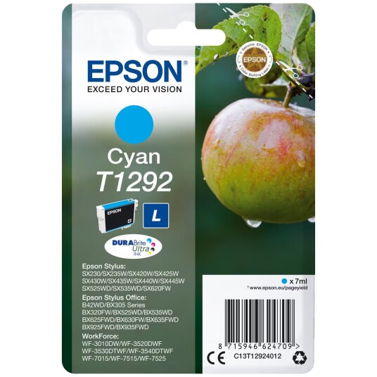 Epson blekkpatron DuraBrite Ultra T129L Cyan