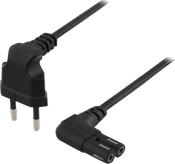 Deltaco 1m Strømkabel Europlug til IEC 60320 C7 Vinklet Svart