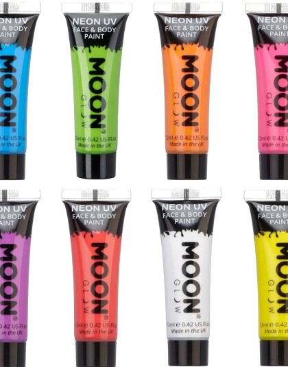 VELG BLANT 8 FARGER Neon UV/Blacklight Ansiktog Kroppsmaling 12 ml VELG BLANT 8 FARGER Neon UV/Blacklight Ansiktog Kroppsmaling 12 ml
