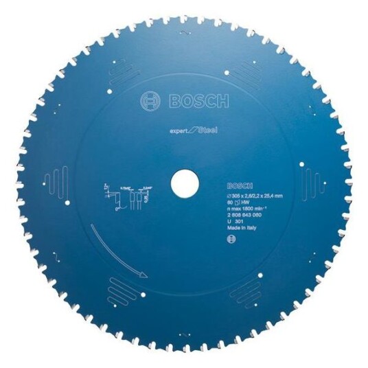 Bosch 305 mm Sirkelsagblad Expert for Steel 80 Tenner til Metall