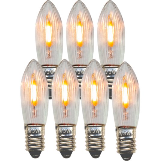 LED Filament Universal Lyskilde E10 0.5W 11lm 2100K 7 pk Klar LED Filament Universal Lyskilde E10 0.5W 11lm 2100K 7 pk Klar