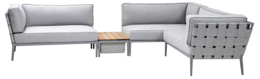 Cane-line Conic sofagruppe Light grey 2 st venstreende, 1 st høyreende & box/bord Grå