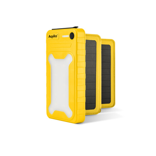 Aqiila Powerbird BS10 Solcelle Powerbank 10000 mAh Gul med Lampe