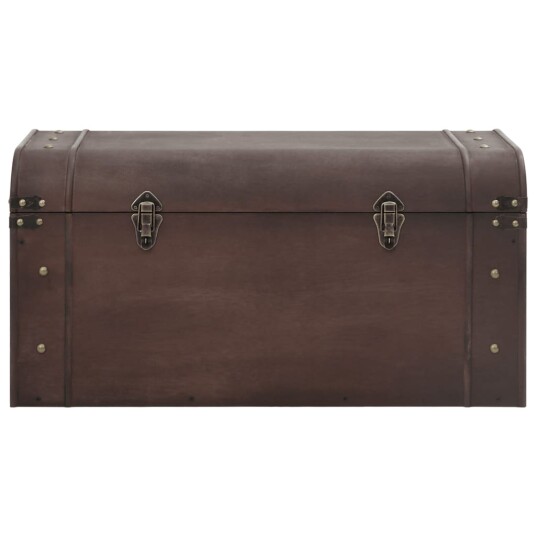 Skattekiste med låser mørkebrun 79,5x39,5x39,5 cm kryssfiner