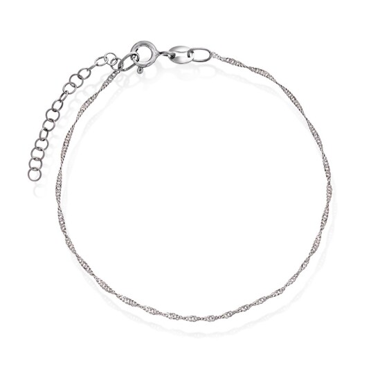 Pan Jewelry, Singapore armbånd i 925 rhodinert sølv, 19 cm