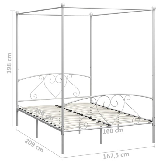 vidaXL Himmelsengeramme hvit metall 160x200 cm