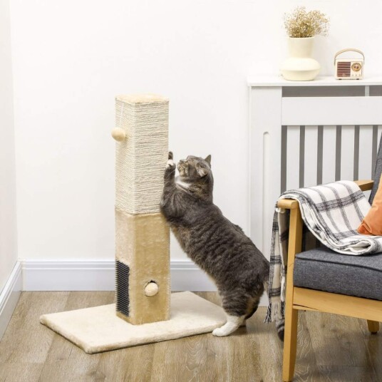 Northio Kløestolpe 79Cm Skrapestolpe Med Pelsbørster Skrapestolpe Av Jute Katt Med Lekeball Skrapestolpe For Katter Under 45 kg Kat