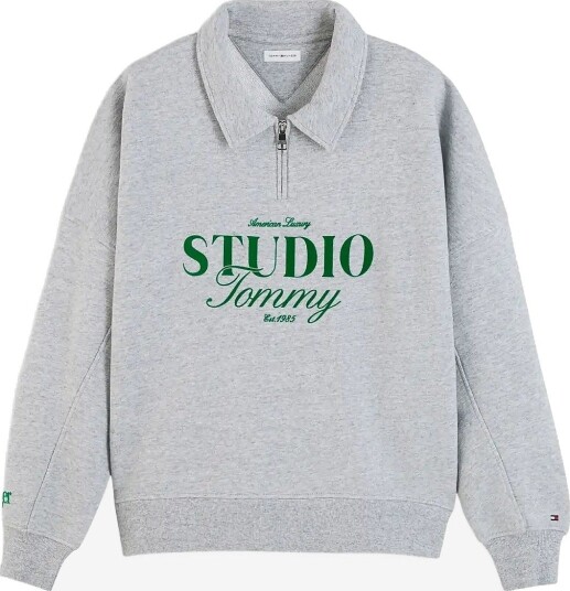 Tommy Hilfiger Studio Tommy Half-Zip Polo T-Skjorte Dame LIGHT GREY HTR XXS