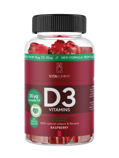 VitaYummy D3 Vitamins 30 µg Bringebær 60 stk.