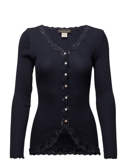Rosemunde Rwbabette Silk Ls V-Neck Lace Cardi - Blue - XL