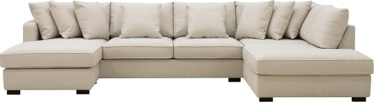 Rossita 5 seters Høyrevendt U formet Dyp Sofa med Divan og Sjeselong i Stoff   Beige