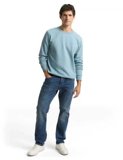 Tom Tailor Printed Crew Neck Sweater   Blue   XXL