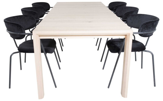 Venture Design Slider & Arrow spisegruppe Natur/svart 6 st stoler & bord 170 x 95 cm
