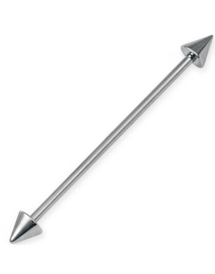 Aab Double Spike Sølvfarget Ørebarbell Strl 1.6 x 38 mm med 5 mm kule