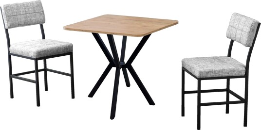 Stedum spisegruppe bord 70 cm + 2 stoler - Grå Valnøtt