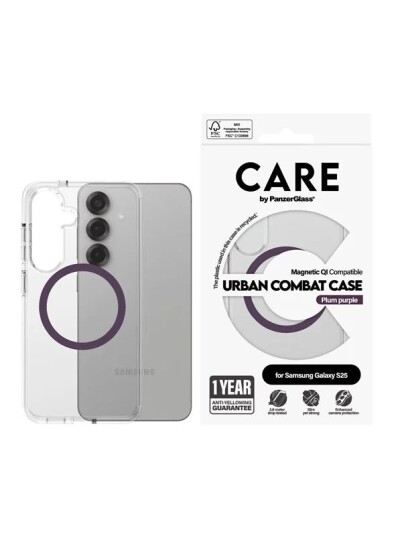 CARE by PanzerGlass Urban Combat Mobildeksel til Samsung Galaxy S25 Gjennomsiktig Plum Purple