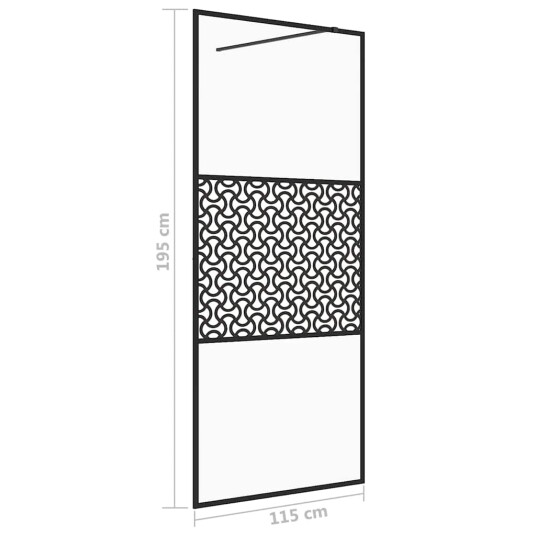vidaXL Dusjvegg med klart ESG-glass 115x195 cm SVART
