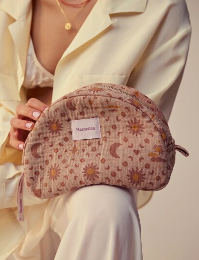Maanesten Make Up Bag Medium Rose Moon & Sun   Gold   ONE SIZE