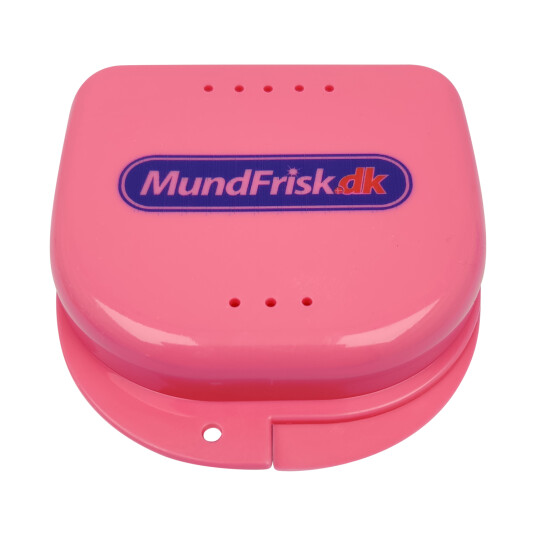 Etui for oppbevaring av proteser, biteskinner, seler, munnbeskyttere, etc. PINK