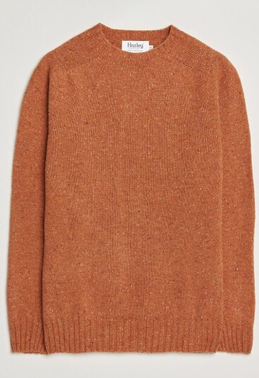 Harley Of Scotland Donegal Wool Crewneck Orange