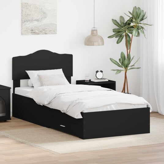 Sengestamme med hodegjerde Svart 100 x 200 cm Konstruert tre