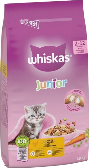Whiskas Junior Tørrfôr Kylling 2x1.9kg