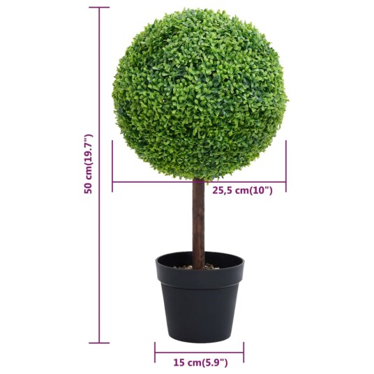 vidaXL Kunstig buksbomplante med potte ballformet 50 cm grønn vidaXL Kunstig buksbomplante med potte ballformet 50 cm grønn