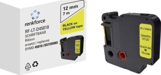 Renkforce Rf 6027802 Svart På Gul Permanent Akryl Kontinuerlig Etikett D1 Svart Dymo