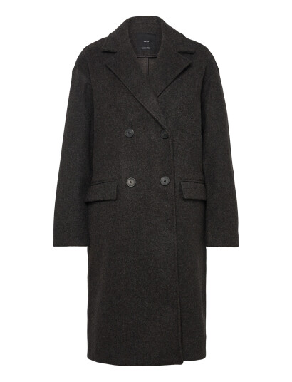 Mango Double-Breasted Midi Coat Grey S Mango Double-Breasted Midi Coat Grey S
