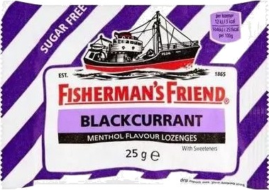 Sukkerfri Fisherman's Friend med Smak av Solbær og Mentol
