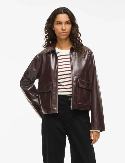Vila Vijenora L/S Zip Short Jacket - Brown - 34