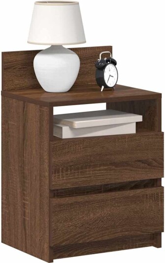 Nattbord 2 stk med 2 skuffer brun eik 40x33x60 cm 8721158574527