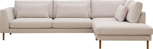 Florenz 4 seters Høyrevendt L formet Sjeselongsofa i Stoff   Beige