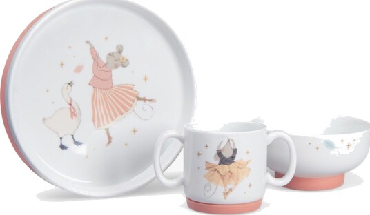 Moulin Roty Porcelain Dish Set - La Petite Ecole De Danse - White - ONE SIZE