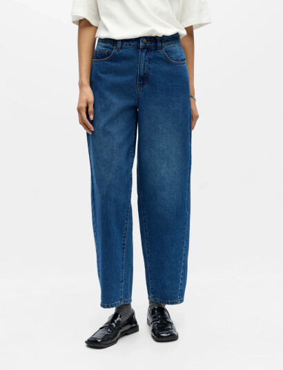 Object Objmiu Zoe Mw Barrel Ankle Jeans Noos - Blue - 36 x 32