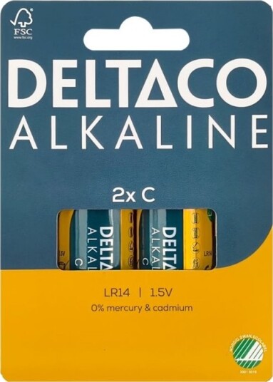 Deltaco Batteri 2 X Lr14 C Type Alkalisk 8400 Mah LR14-2B Deltaco Batteri 2 X Lr14 C Type Alkalisk 8400 Mah LR14-2B
