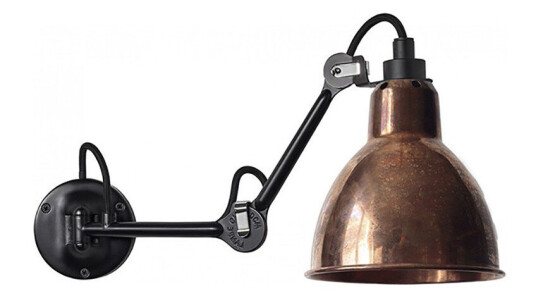 Lampe Gras 204 Vegglampe Svart/Rå Kobber